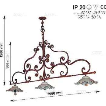Dekorativní svítidlo 5185 kovaný lustr s porcelánem 3 žárovky