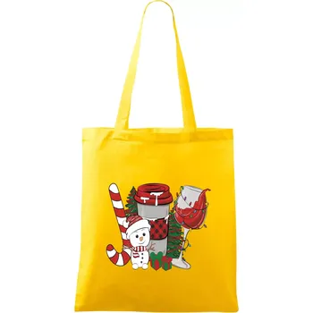Vánoce, víno a sněhulák - Taška bavlněná - 42 x 38 cm ( Žlutá )