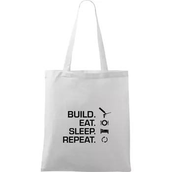 Build eat sleep repeat - montážní pěna - Taška bavlněná - 42 x 38 cm ( Bílá )