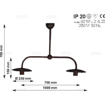 Dekorativní svítidlo 5130 kovaný lustr pro 2 žárovky