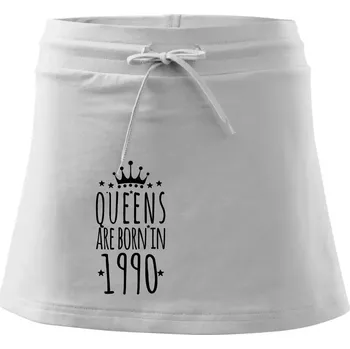 Dámská sukně Queens are born in 1990 - Sportovní sukně - two in one - L ( Bílá )