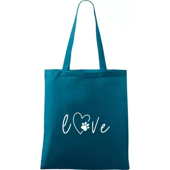 Love nápis zvíře - Taška bavlněná - 42 x 38 cm ( Petrolejová )