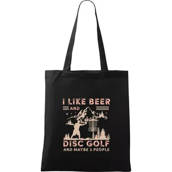 I like beer and disc golf - Taška bavlněná - 42 x 38 cm ( Černá )