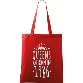Nákupní taška Queens are born in 1986 - Taška bavlněná - 42 x 38 cm ( Červená )