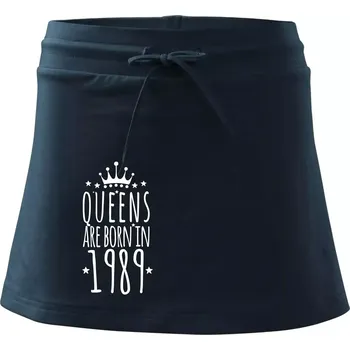 Dámská sukně Queens are born in 1989 - Sportovní sukně - two in one - L ( Námořní modrá (velmi tmavá - téměř černá) )