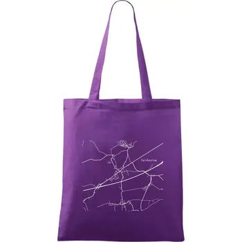 Černobílá mapa Cerhovice 267 61 - Taška bavlněná - 42 x 38 cm ( Fialová )