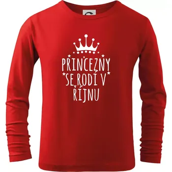 Chlapecké tričko Princezny se rodí v říjnu - Triko dětské Long Sleeve - 122 cm/6 let ( Červená )
