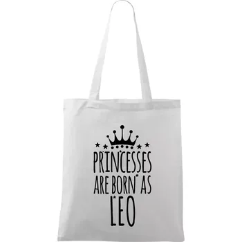 Princesses are born as Leo - Lev - Taška bavlněná - 42 x 38 cm ( Bílá )