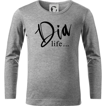 D I A Life - Triko dětské Long Sleeve - 158 cm/12 let ( Tmavě šedý melír )