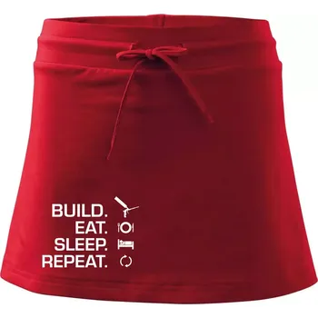Dámská sukně Build eat sleep repeat - montážní pěna - Sportovní sukně - two in one - L ( Červená )