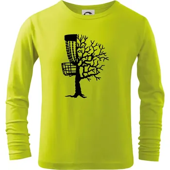 Dětská móda Disc golf pozor strom - Triko dětské Long Sleeve - 158 cm/12 let ( Limetková )