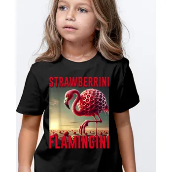 Pánské tričko Tričko Italian Brainrot - Strawberrini Flamingini Barva: Černá, Velikost: 3XL, Střih: Pánské