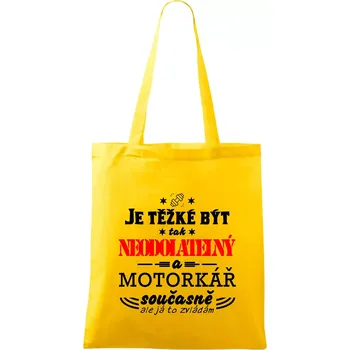 Nákupní taška Je těžké být tak neodolatelný - motorkář - Taška bavlněná - 42 x 38 cm ( Žlutá )