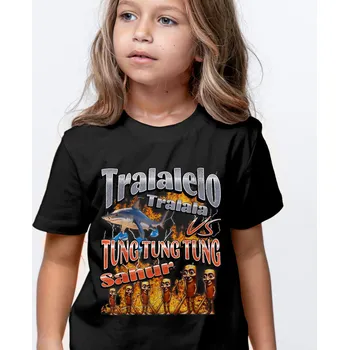 Pánské tričko Tričko Italian Brainrot - Tralalelo Tralala vs Tung tung tung Sahur Barva: Bílá, Velikost: 2XL, Střih: Dámské