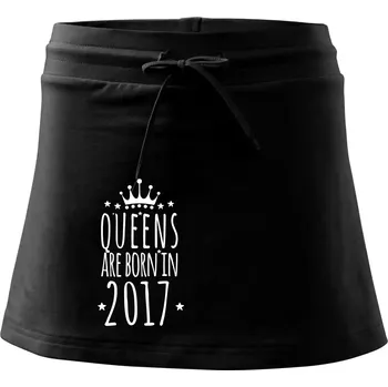 Dámská sukně Queens are born in 2017 - Sportovní sukně - two in one - XS ( Černá )