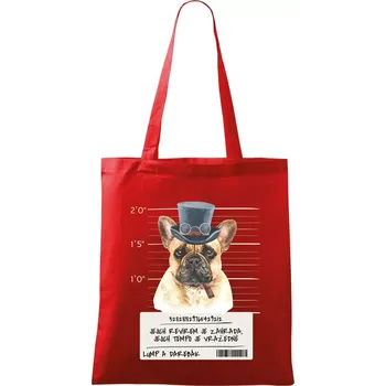 Nákupní taška Lump a darebák francouzský buldoček - Taška bavlněná - 42 x 38 cm ( Červená )