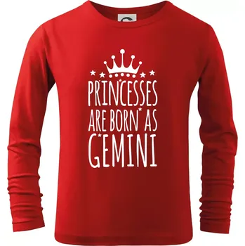 Princesses are born as Gemini - Blíženci - Triko dětské Long Sleeve - 158 cm/12 let ( Červená )