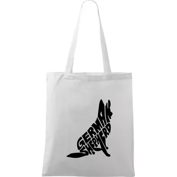 Německý ovčák sedící napis - Taška bavlněná - 42 x 38 cm ( Bílá )