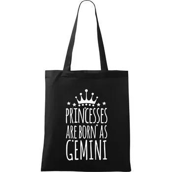 Nákupní taška Princesses are born as Gemini - Blíženci - Taška bavlněná - 42 x 38 cm ( Černá )