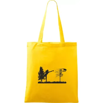 Nákupní taška Disc golf - žena černý obrázek - Taška bavlněná - 42 x 38 cm ( Žlutá )