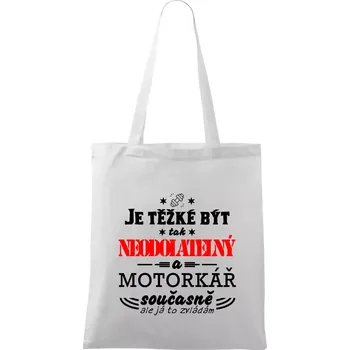 Nákupní taška Je těžké být tak neodolatelný - motorkář - Taška bavlněná - 42 x 38 cm ( Bílá )
