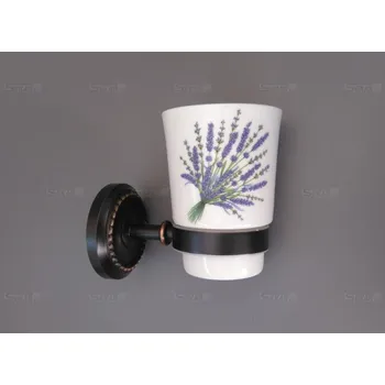 Sada koupelnových doplňků Kelímek jednoduchý černá měď s dekorací 68006