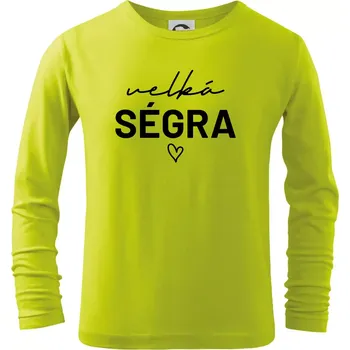 Dětská móda Velká ségra - nápis na prsou - Triko dětské Long Sleeve - 134 cm/8 let ( Limetková )