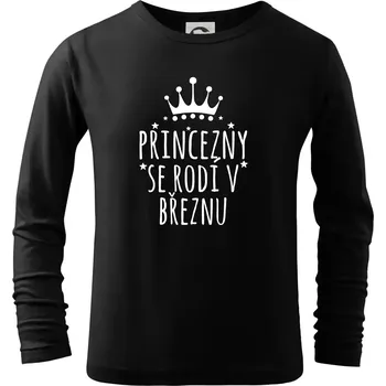 Chlapecké tričko Princezny se rodí v březnu - Triko dětské Long Sleeve - 122 cm/6 let ( Černá )