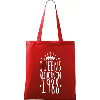 Nákupní taška Queens are born in 1988 - Taška bavlněná - 42 x 38 cm ( Červená )
