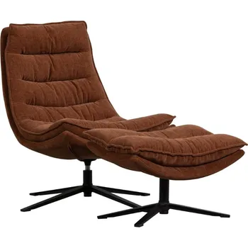 Křeslo WOOOD Hnědé otočné křeslo Kube s podnožkou