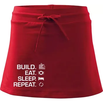 Dámská sukně Build eat sleep repeat - cihly - Sportovní sukně - two in one - L ( Červená )