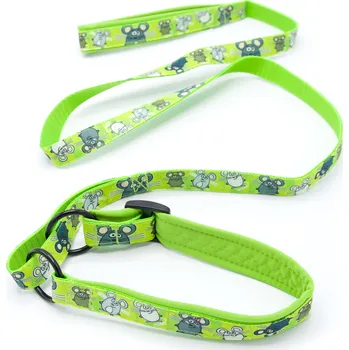 Vodítko pro psa Pískací Potvůrky Agility vodítko – motiv myšky, různé barvy Velikost: Medium, Barva: zelená (myšky)