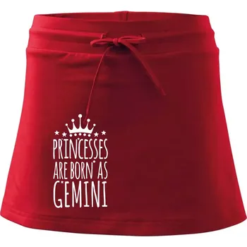 Dámská sukně Princesses are born as Gemini - Blíženci - Sportovní sukně - two in one - XS ( Červená )