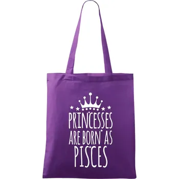 Nákupní taška Princesses are born as Pisces - Ryby - Taška bavlněná - 42 x 38 cm ( Fialová )