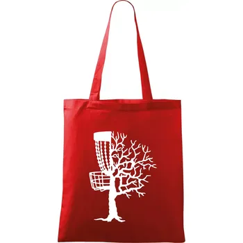 Disc golf pozor strom - Taška bavlněná - 42 x 38 cm ( Červená )
