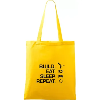 Build eat sleep repeat - montážní pěna - Taška bavlněná - 42 x 38 cm ( Žlutá )