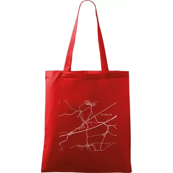 Nákupní taška Černobílá mapa Cerhovice 267 61 - Taška bavlněná - 42 x 38 cm ( Červená )