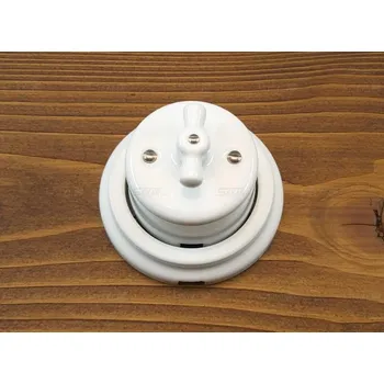 vypínač Keramický otočný vypínač 1/6 bílý vysoký+ rámeček