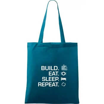 Build eat sleep repeat - cihly - Taška bavlněná - 42 x 38 cm ( Petrolejová )