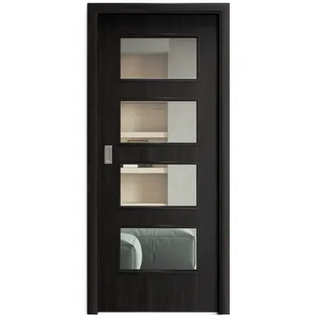 Interiérové dveře SAPELI SWING KOMFORT M49 - CPL LAMINÁT - POSUVNÉ DVEŘE VČ. ZÁRUBNĚ - Ořech královský Průchozí šířka (cm): 80, Průchozí výška (cm): 197, Typ skla: Čiré sklo