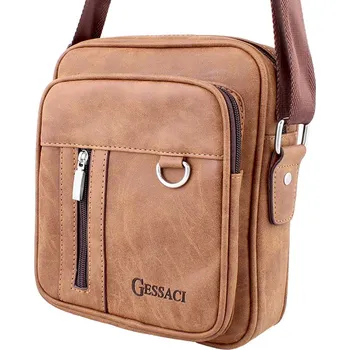 Kožená taška přes rameno Gessaci hnědá (Taška přes rameno na doklady)