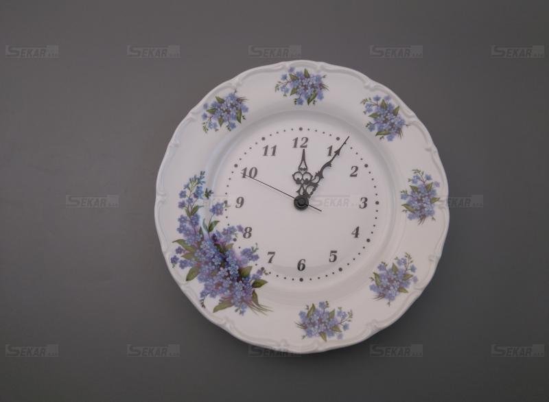 Porcelánové hodiny talíř 27cm Pomněnky