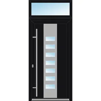 Vchodové dveře OknaDvereNaMiru.cz Vchodové plastové dveře INOX 1402 + Nadsvětlík – standardní termín výroby 90 x 220 cm