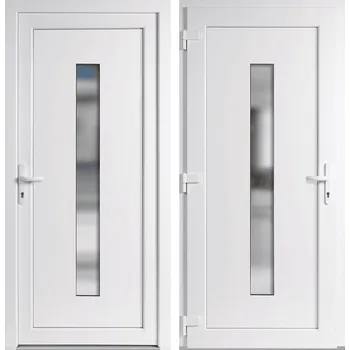 Vchodové dveře OknaDvereNaMiru.cz Vchodové plastové dveře Hana, bílá / bílá, levé, otevírání ven, 98x198 cm