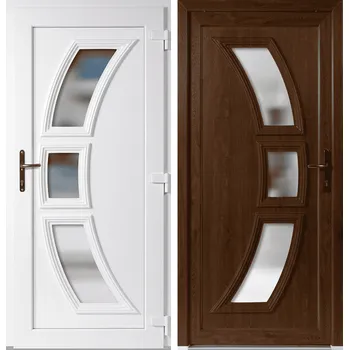 Vchodové dveře OknaDvereNaMiru.cz Vchodové plastové dveře 5901, zlatý dub / bílá, pravé, otevírání dovnitř, 110x210 cm