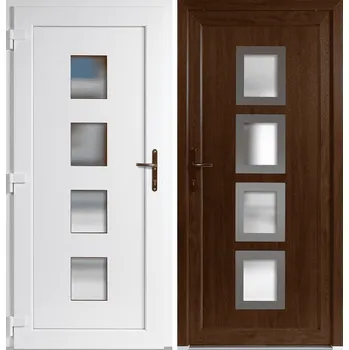 Vchodové dveře OknaDvereNaMiru.cz Vchodové plastové dveře INOX 010 Zlatý dub / Bílá – expresní výroba 70 x 165 cm