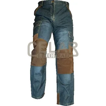 Pánské kalhoty OREGON JEANS kalhoty pracovní riflové - modrá/hněd - 46