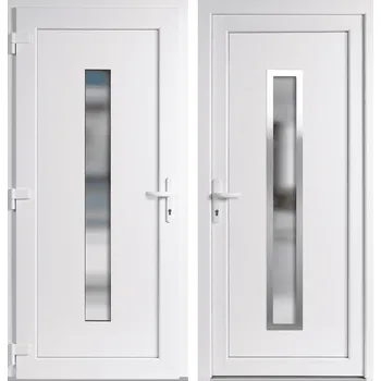 Vchodové dveře OknaDvereNaMiru.cz Vchodové plastové dveře Hana + INOX orámování, bílá / bílá, levé, otevírání dovnitř, 100x210 cm