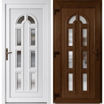 Vchodové dveře OknaDvereNaMiru.cz Vchodové plastové dveře Linda, zlatý dub / bílá, levé, otevírání ven, 100x210 cm