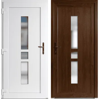 Vchodové dveře OknaDvereNaMiru.cz Vchodové plastové dveře Megan, zlatý dub / bílá, levé, otevírání dovnitř, 100x210 cm